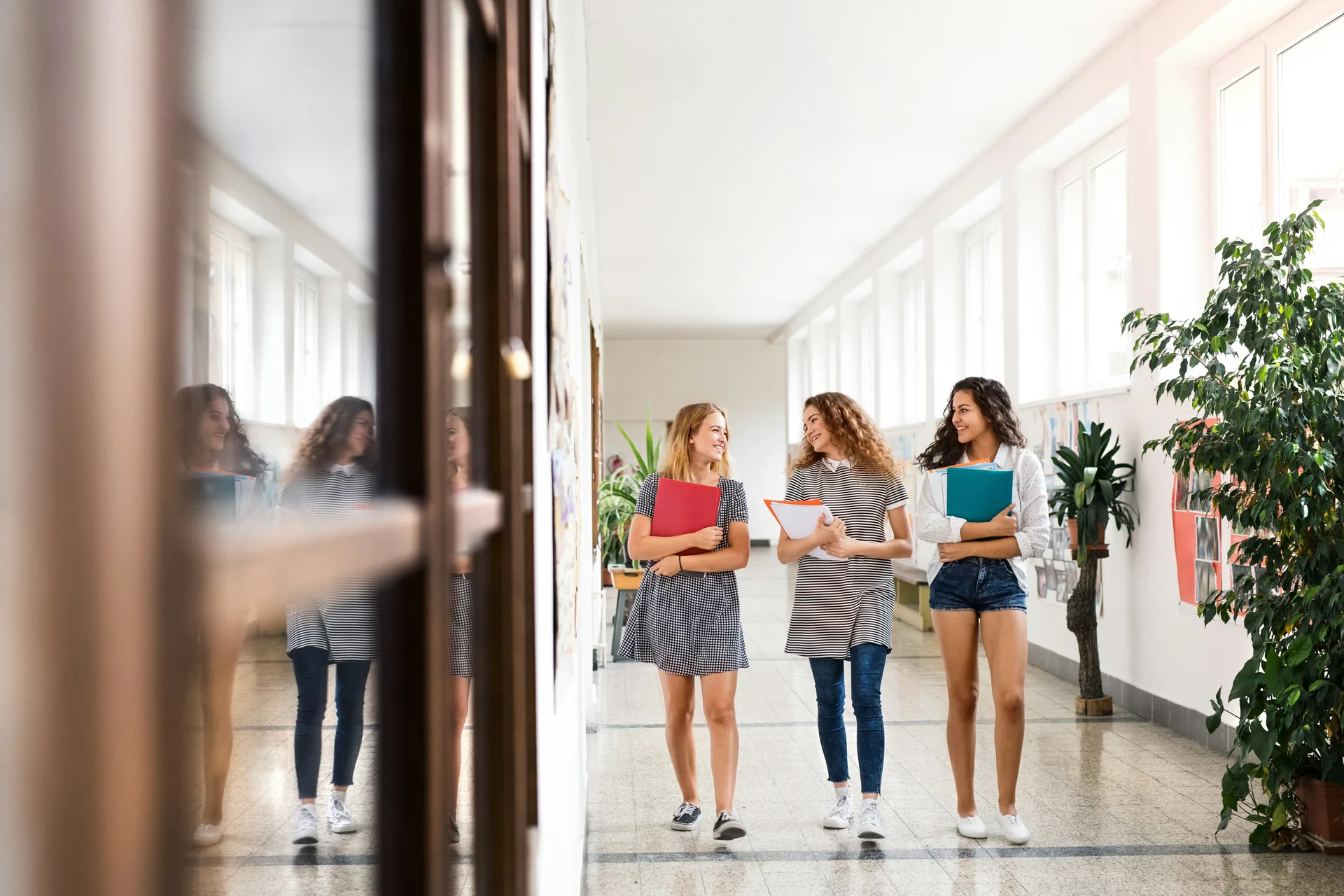 polished concrete hallway in a Laval school