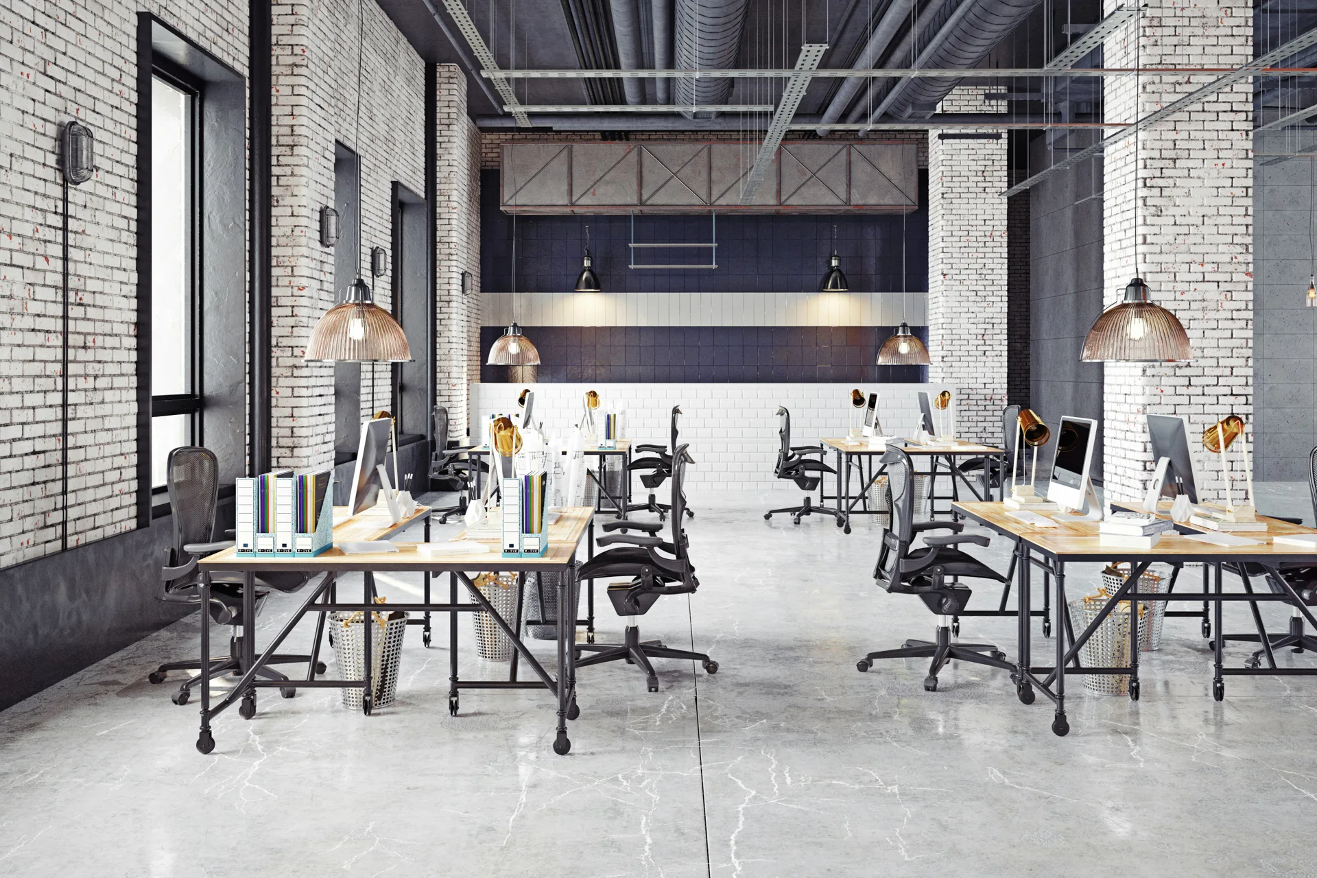 polished concrete floor in a bright Laval office