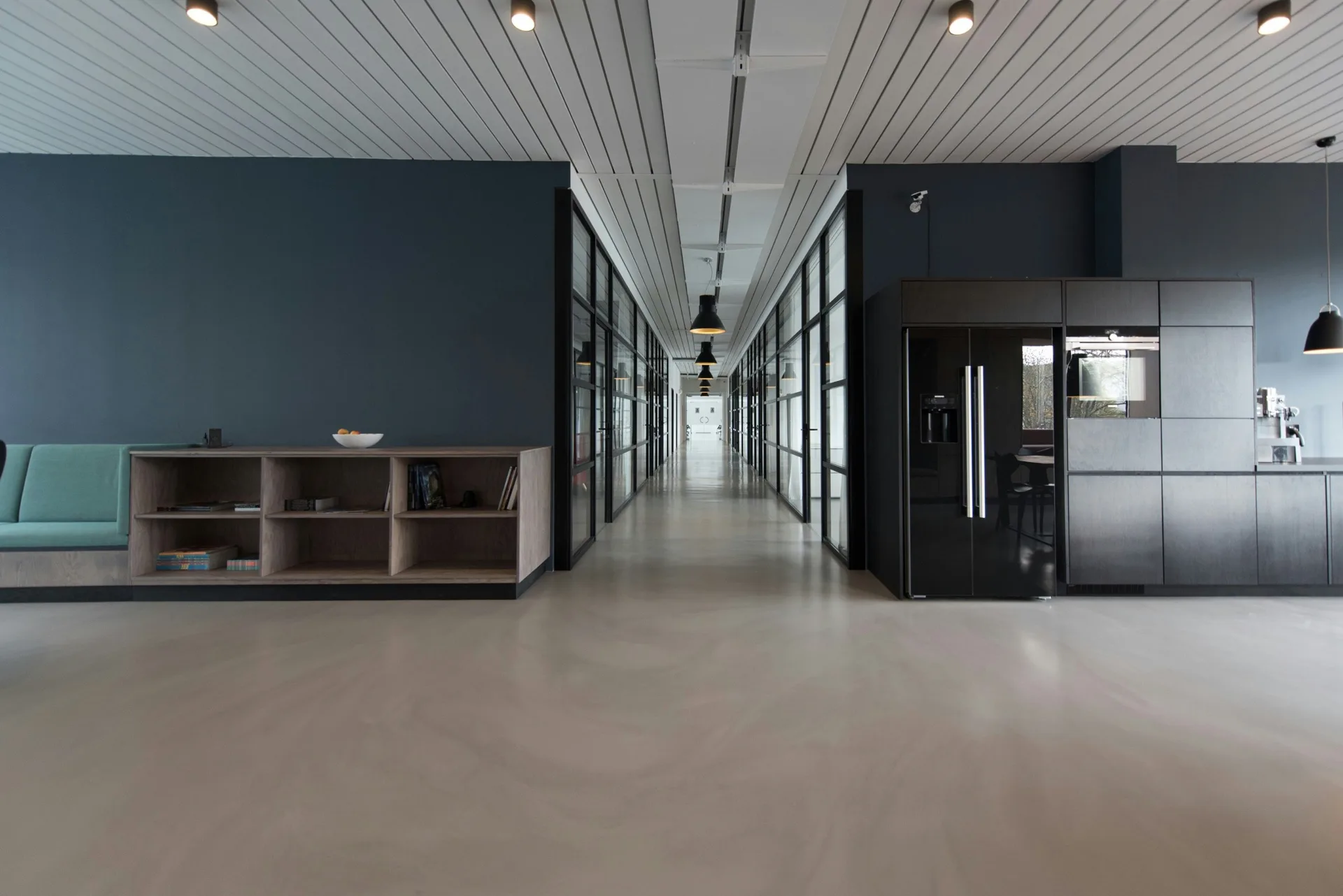 polished concrete floor in a Laval showroom