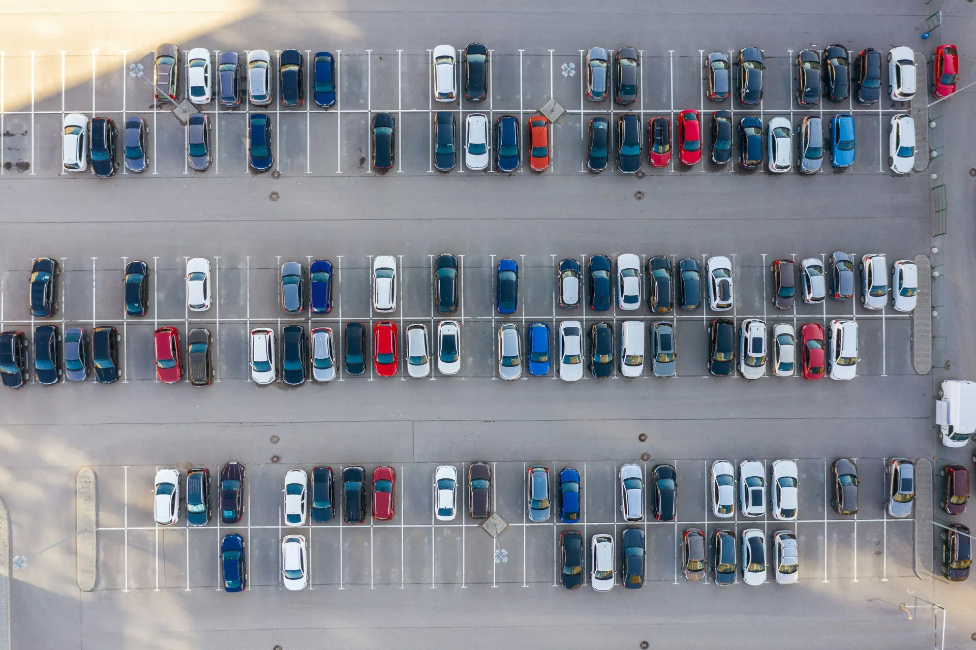 aerial view of a finished concrete parking lot in Laval