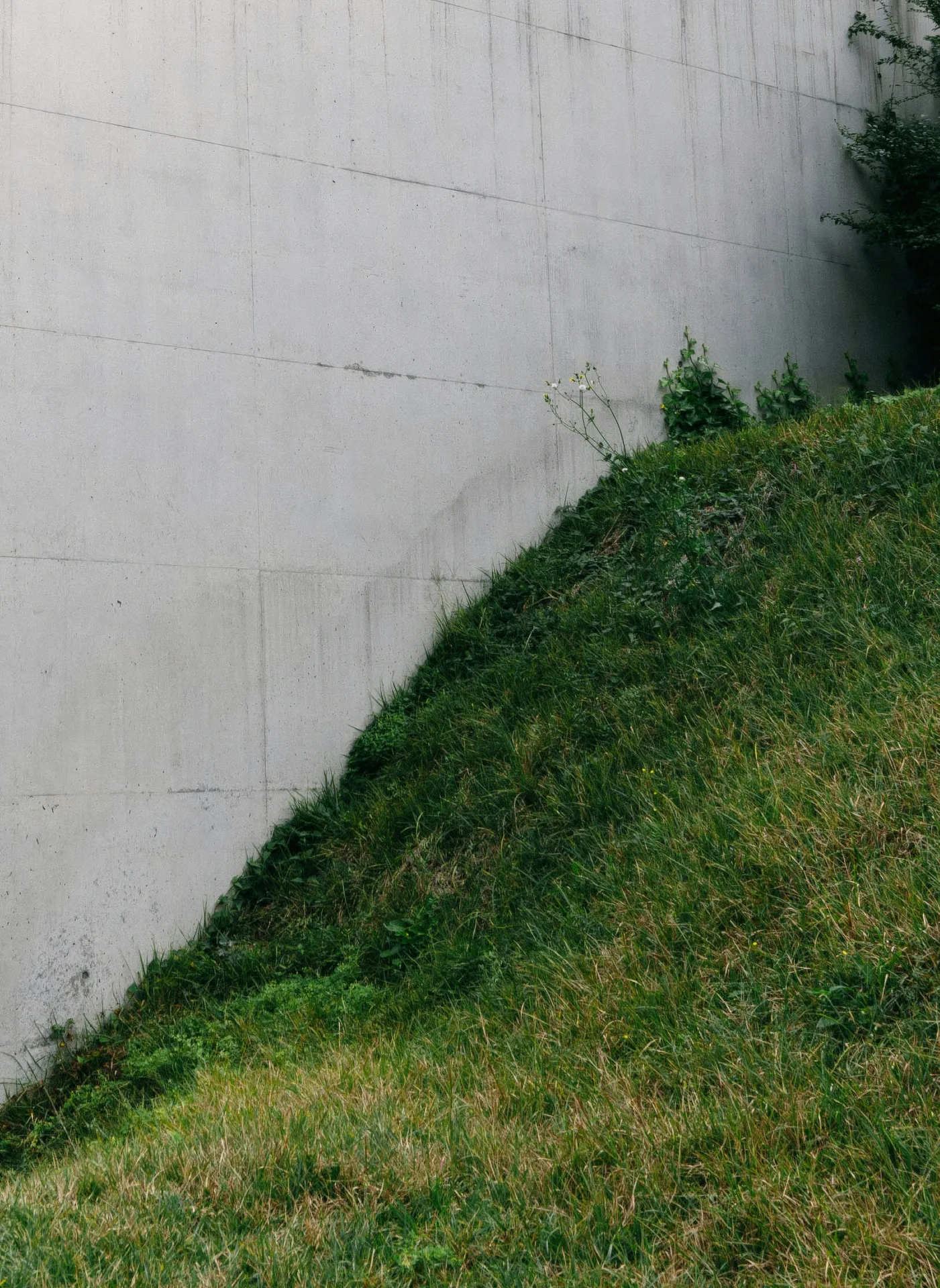poured concrete retaining wall at a Laval home